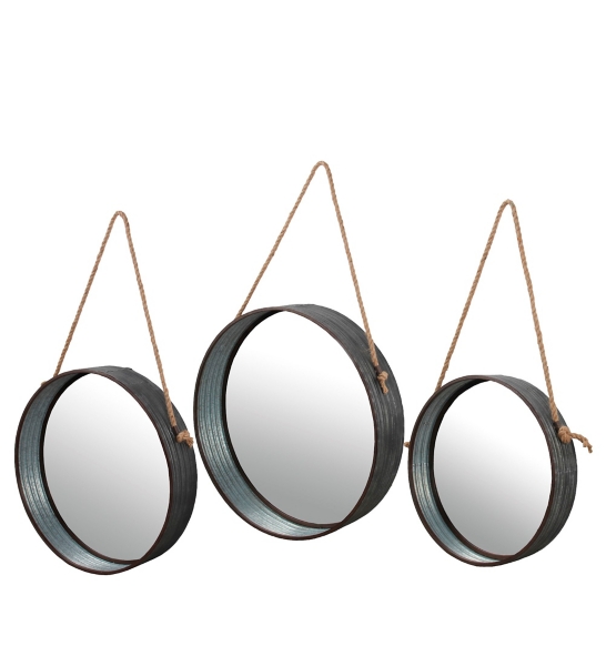 Set of 3 round mirrors silver Shipping included