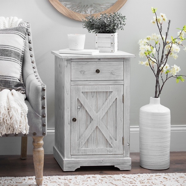 White washed deals wood end tables