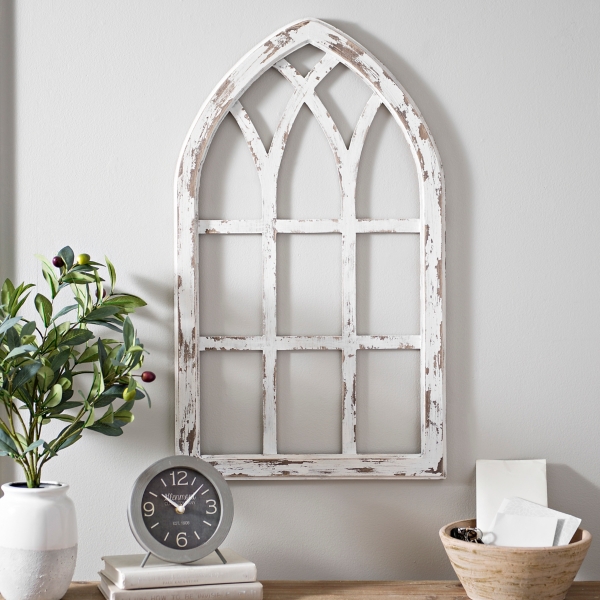 white arched window frame