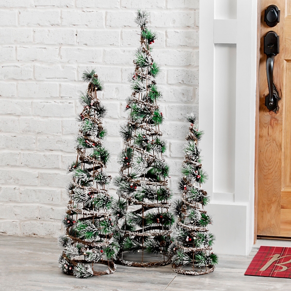 Pre-Lit Pine Needle Christmas Trees, Set of 3 | Kirklands Home