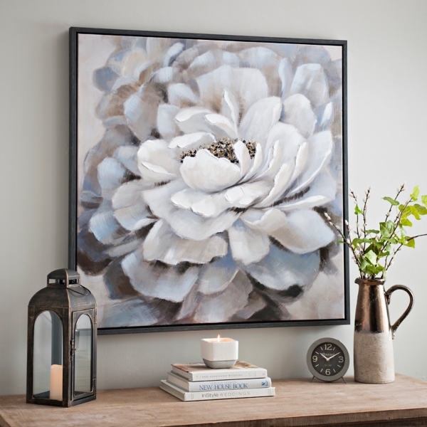 White Peony Framed Canvas Art Print Kirklands