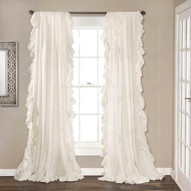 white ruffle curtains 96 inch