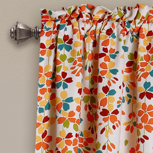 Tangerine Flowers Curtain Panel Set, 84 in.