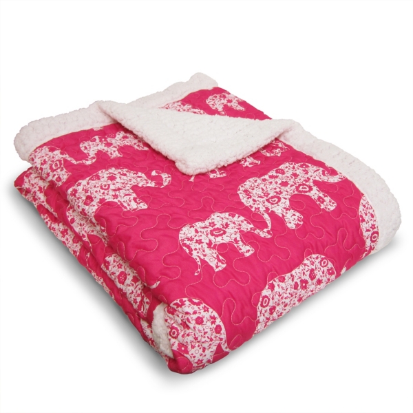 Hot Pink Elephant Parade Sherpa Blanket Kirklands