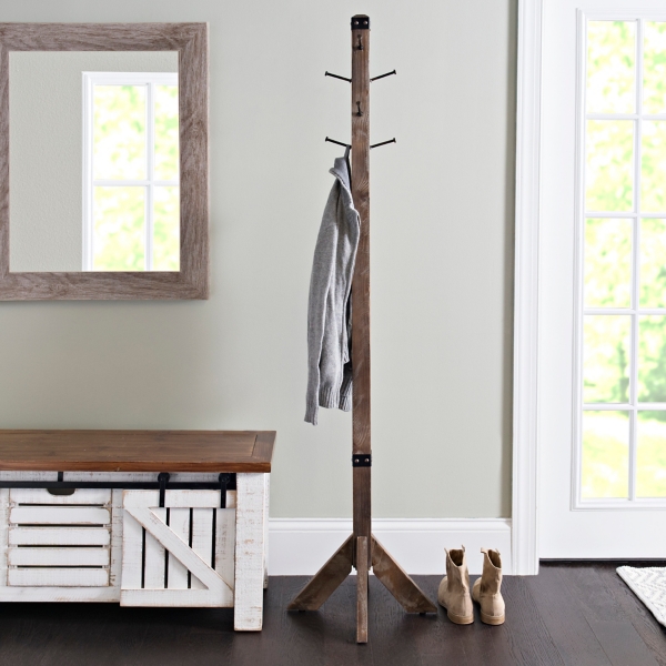 Industrial Wood and Metal Coat Rack Kirklands Home