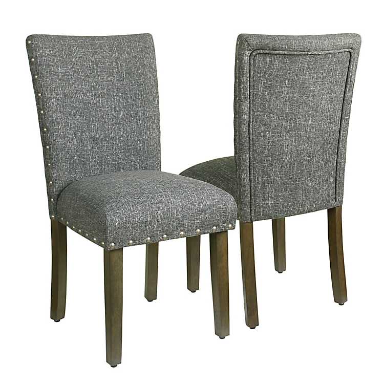 Slate Gray Parsons Chairs Set Of 2, Gray Parsons Chairs