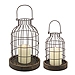 Weathered Wood and Metal Lanterns, Set of 2