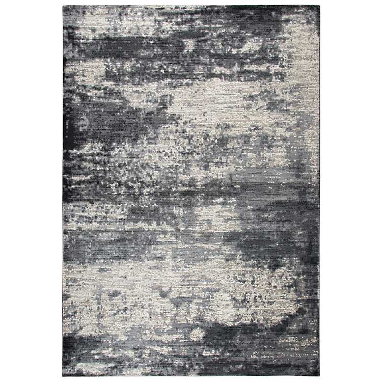 Gray And Tan Abstract Area Rug 5x7, Black And Gray Rug