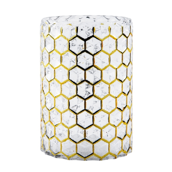 Gold Geometric Glass Hurricane, 7 in. Kirklands Home