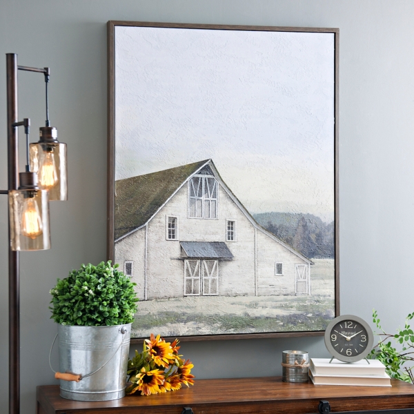 White Barn Framed Canvas Art Print Kirklands