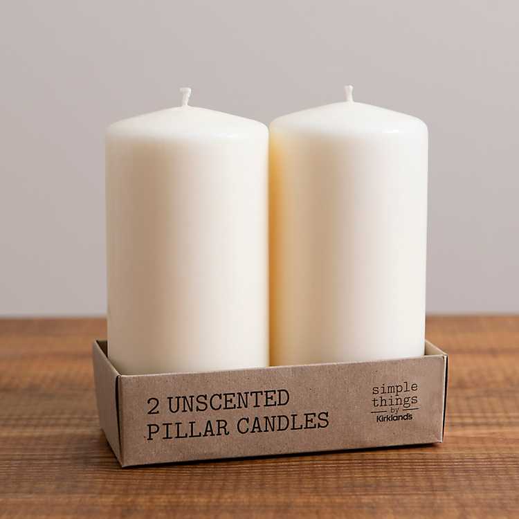 Hosley's 2 Pack White Unscented Pillar Candle 6' High Chur Ideal for Wedding 