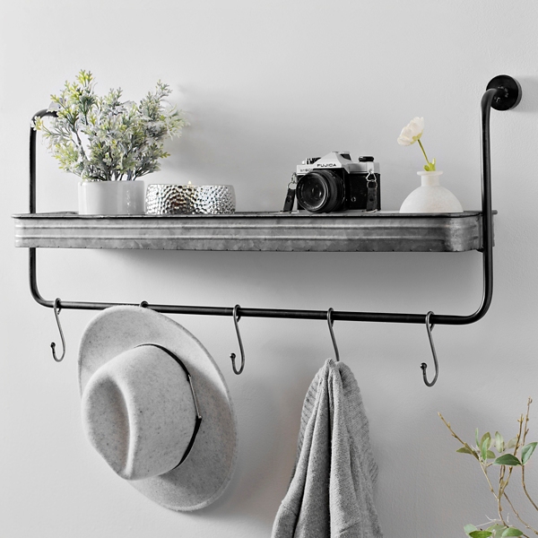 Galvanized shelf with hooks new arrivals