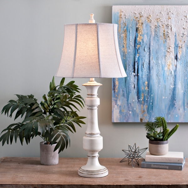 rustic distressed cream table lamp