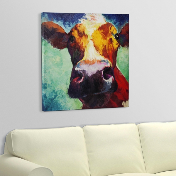 colorful cow canvas painting