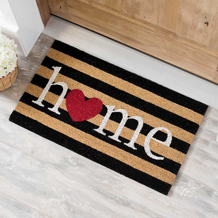 GROBRO7 Love Heart Doormat Linen Love Home Welcome Carpet Rubber Non-Slip Mother's Valentine's Day Rug Floor Door Mat Housewarming Gift Decoration Supplies Home Decor Indoor Outdoor Mats 22.8x14.9
