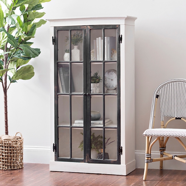 Delano Black Glass Door White Storage 60 OFF