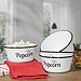 White Metal Enamelware Popcorn Bowls, Set of 4
