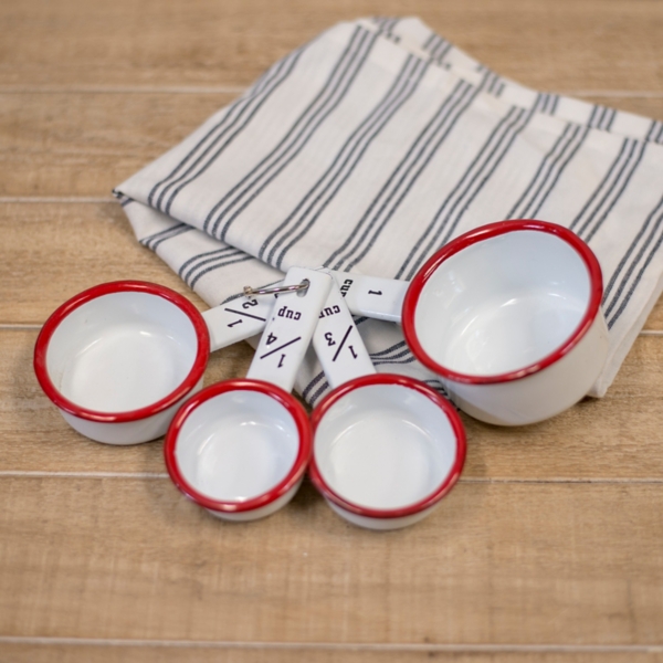 Kirkland's White and Black Metal Enamelware Measuring Cup Set