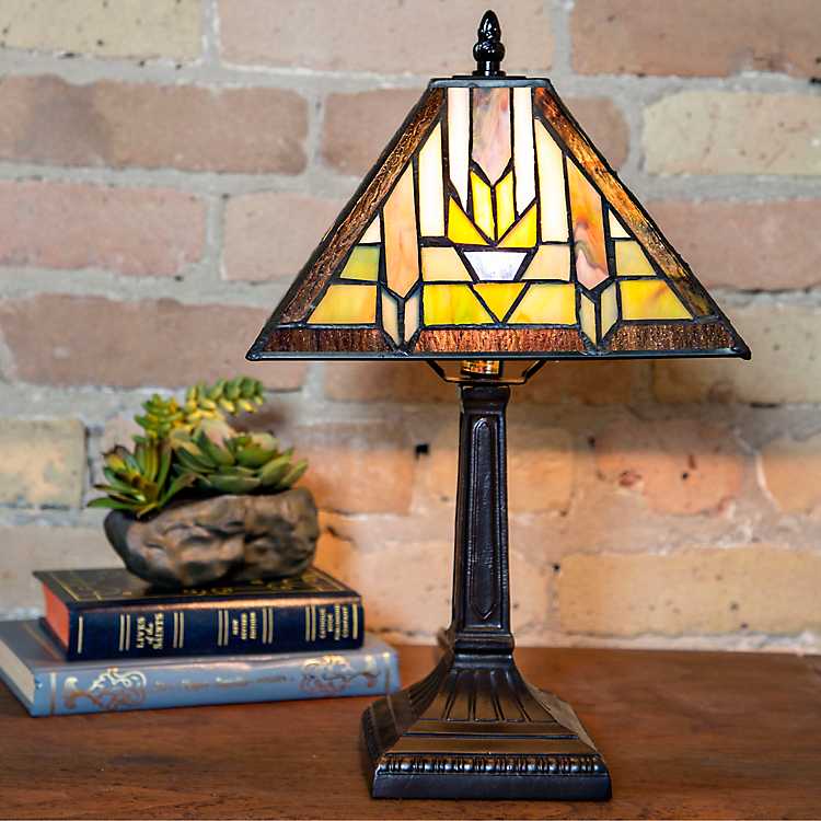 Mission Style Stained Glass Table Lamp, Mission Style Stained Glass Lamp Shades