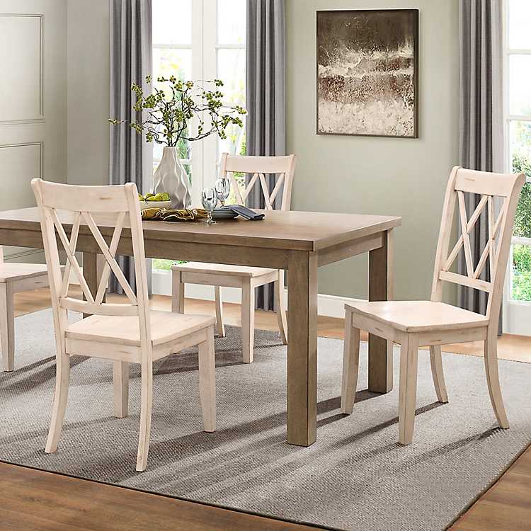 Country White Criss Cross Dining Chairs, Country Dining Room Chairs