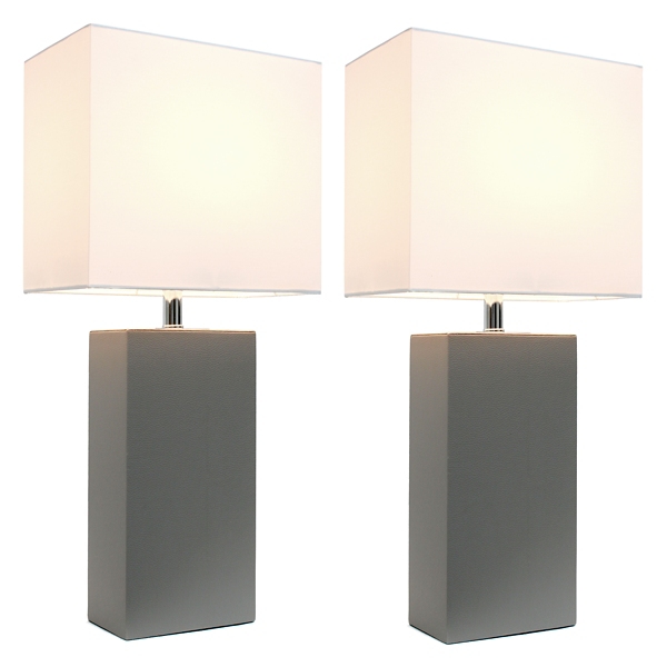 Gray Leather Table Lamps Set Of 2 Kirklands