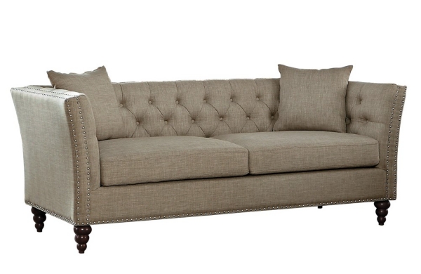 Tan Button Tufted Sofa Kirklands