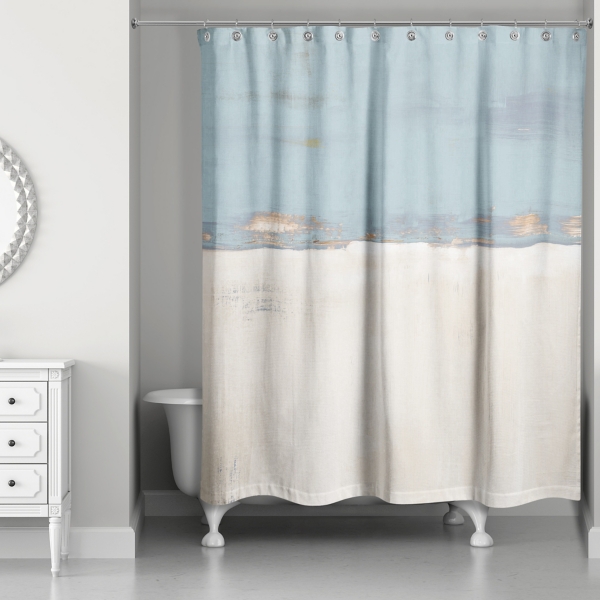 blue and grey shower curtain