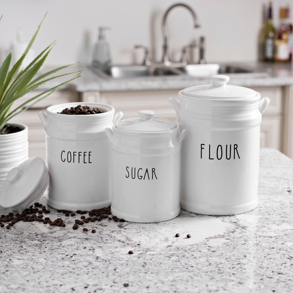 Flour, Coffee, and Sugar Canisters, Set 