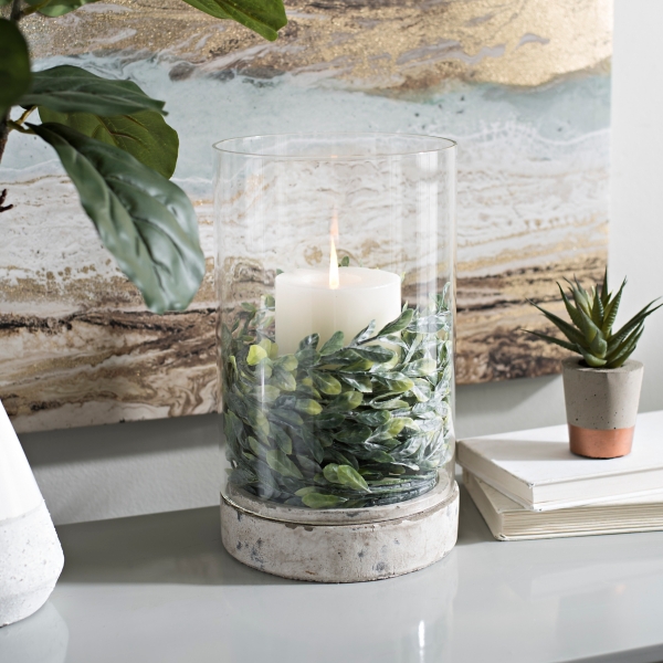 Cement Base Glass Hurricane Kirklands Home