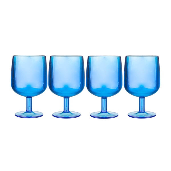 blue plastic goblets