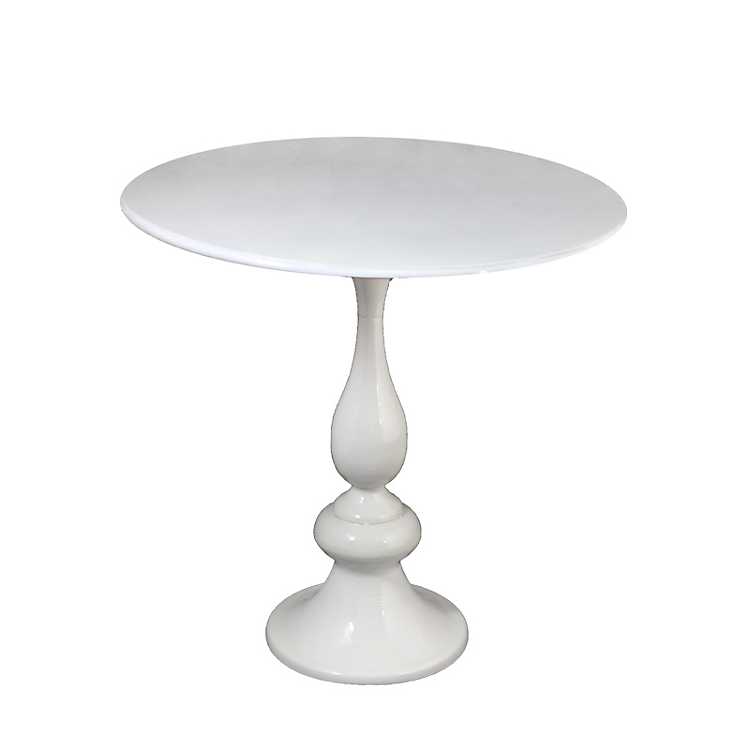 Round White Metal Accent Table Kirklands, Round Pedestal End Table White