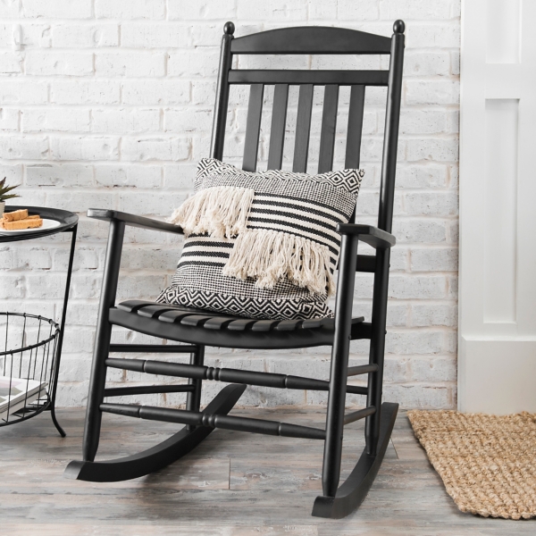 Black rocking chairs on front online porch