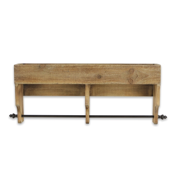 natural wooden shelf with hanging rod