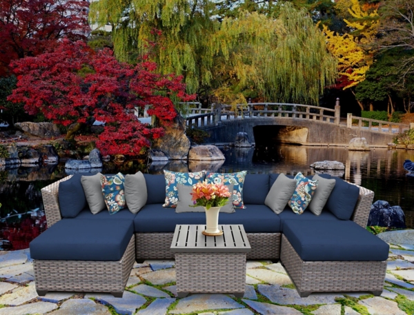 Blue Bali Gray Wicker Outdoor 7 Pc Patio Set Kirklands