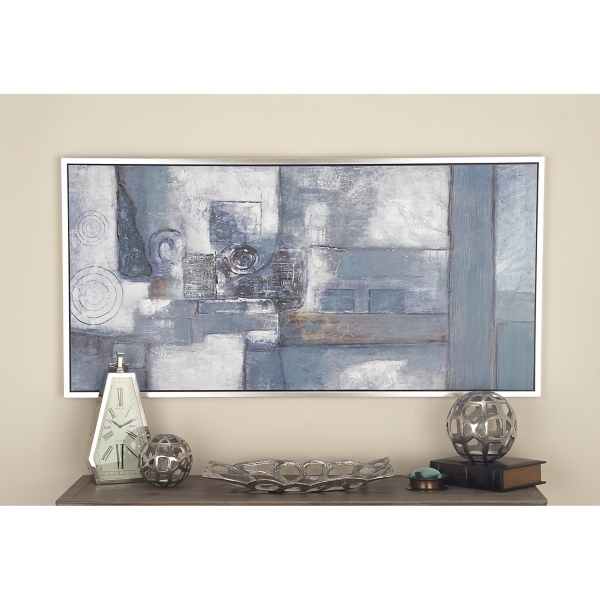Blue Abstract Framed Canvas Art Print