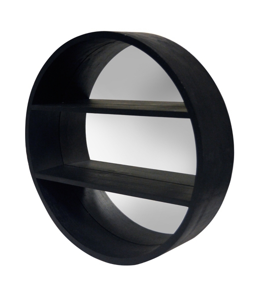 Round Mirror with Shelf - Black - Home All