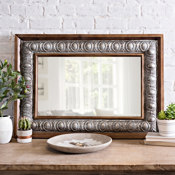 Embossed Galvanized Metal And Wood Mirror Kirklands