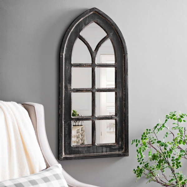 Distressed Black Arch Wall Mirror - Mirror Ideas