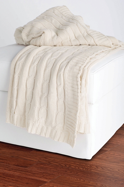 Ivory cable best sale knit throw