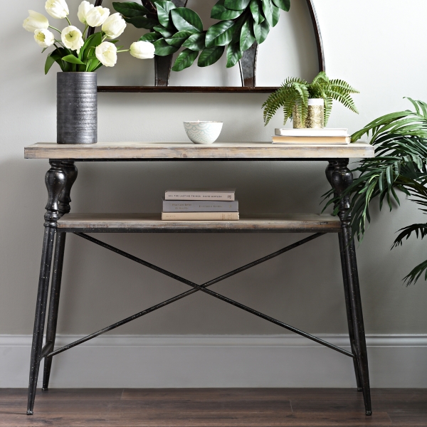 wood and metal console table