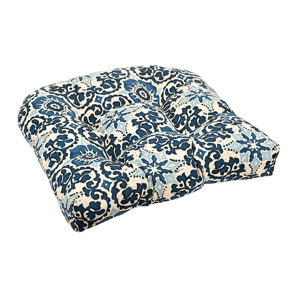 Navy Woodblock Outdoor Seat Cushion | Kirklands Home