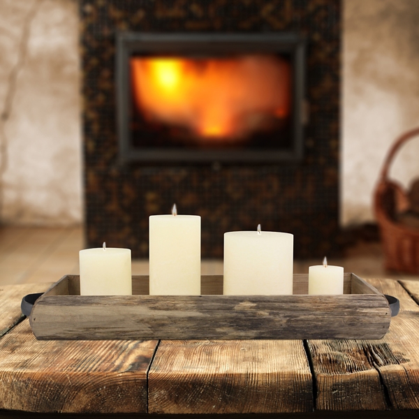 Wood Bark Serving Tray with Metal Handles Kirklands Home