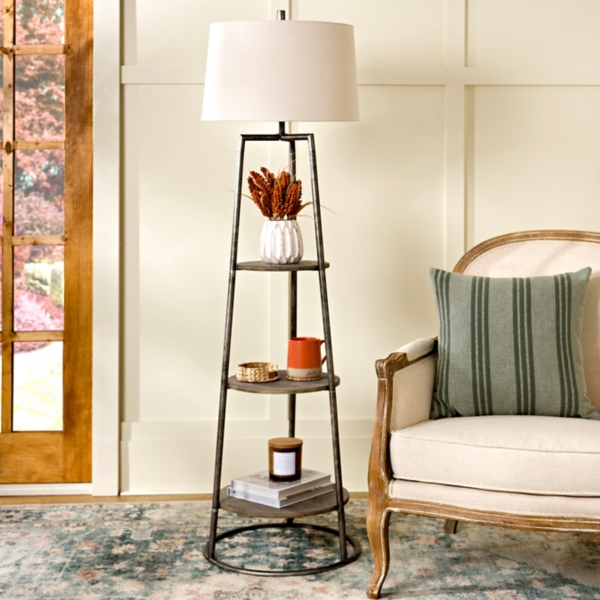 tripod floor lamp with shelf