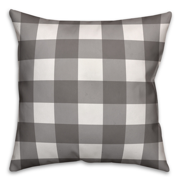 grey and white buffalo check pillow