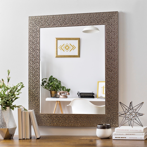 Metallic Silver Block Framed Mirror, 29.5x35.5 in. Kirklands Home