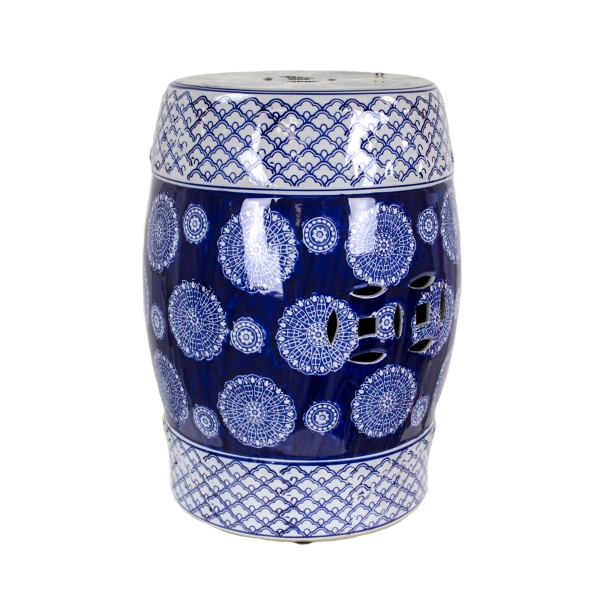 Blue and White Ceramic Garden Stool | Kirklands Home