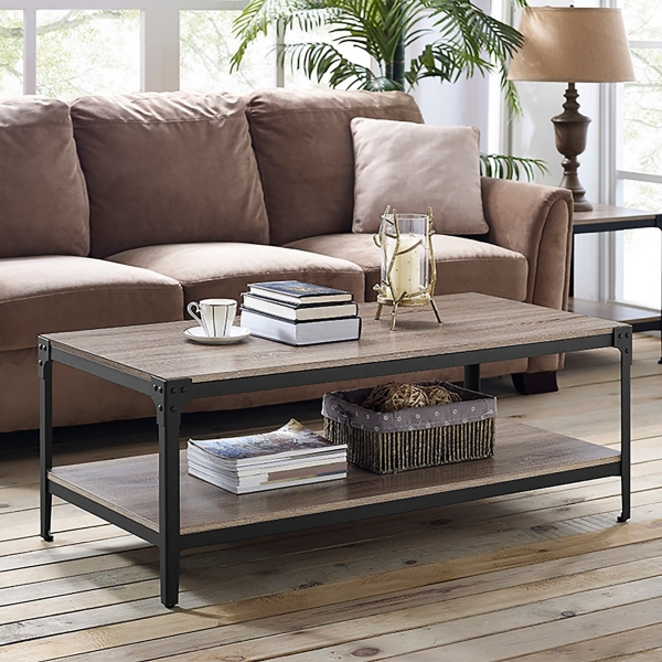 Driftwood Angle Iron Coffee Table Kirklands