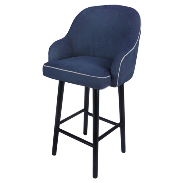 Swivel Blue Denim Bar Stool with Black Legs