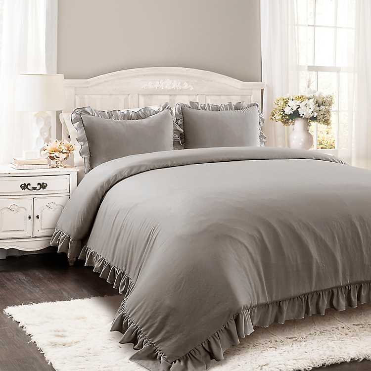 Gray Riley 3 Pc King Comforter Set, Grey King Size Bedroom Comforter Set