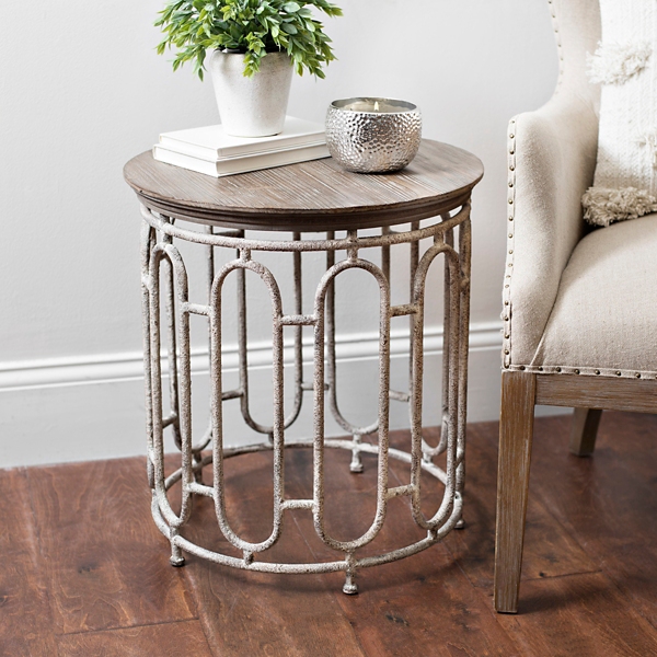 Harper Round Wood And Metal Accent Table Kirklands